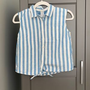 Crewcuts Tie Waist Button Up Top